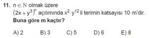 10. Sınıf Matematik kazanım Test 1 soru11