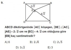 10. Sınıf Matematik kazanım Test 8 soru9