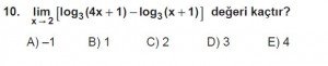 12. Sınıf Matematik kazanım Test 3 soru10