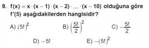 12. Sınıf Matematik kazanım Test 6 soru9