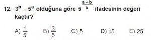 12. Sınıflar Matematik kazanım Test 10 soru12