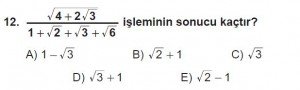 12. Sınıflar Matematik kazanım Test 12 soru12