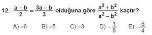 12. Sınıflar Matematik kazanım Test 13 soru12