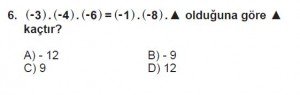 7. Sınıf Matematik kazanım Test 1 soru 6