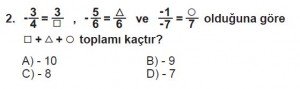 7. Sınıf Matematik kazanım Test 2 soru 2