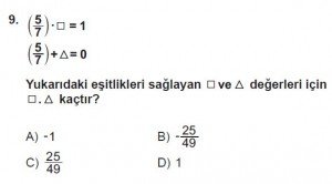 7. Sınıf Matematik kazanım Test 3 soru 9