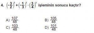7. Sınıf Matematik kazanım Test 4 soru 4
