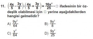 8. Sınıf Matematik kazanım Test 10 soru11