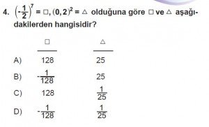 8. Sınıf Matematik kazanım Test 2 soru4