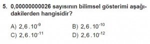 8. Sınıf Matematik kazanım Test 3 soru5