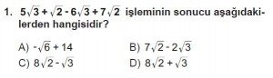 8. Sınıf Matematik kazanım Test 5 soru1