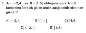 9. Sınıf Matematik kazanım Test 3 soru3