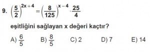 9. Sınıf Matematik kazanım Test 5 soru9