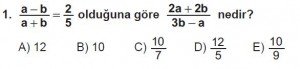 9. Sınıf Matematik kazanım Test 7 soru1