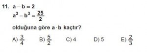 Mezun Matematik kazanım Test 13 soru 11