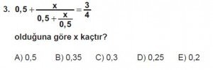 Mezun Matematik kazanım Test 5 soru 3