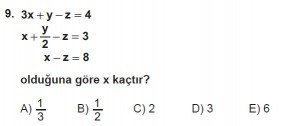 Mezun Matematik kazanım Test 7 soru 9