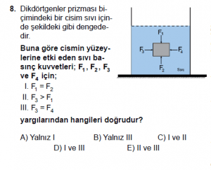 10. Sınıf Fizik Test 3 Soru 8