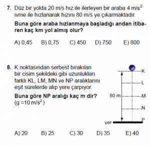11.Sınıf Fizik test4 soru 7