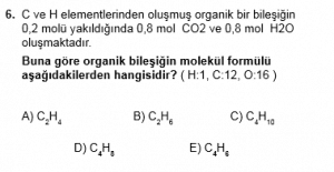 12. Sınıf Kimya Test 5 Soru 6