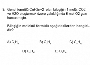 12. Sınıf Kimya Test 5 Soru 9