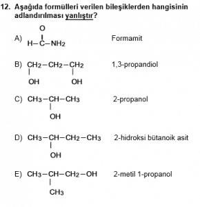 12. Sınıf Kimya Test 9 Soru 12