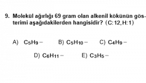 12. Sınıf Kimya Test 9 Soru 9