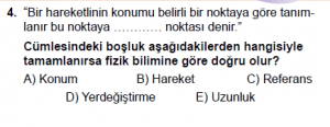 9. Sınıf Fizik Test 9 Soru 4