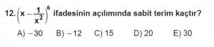 10. Sınıf Matematik kazanım Test 1 soru12