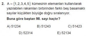 10. Sınıf Matematik kazanım Test 1 soru2