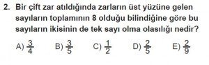 10. Sınıf Matematik kazanım Test 2 soru2
