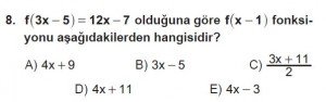 10. Sınıf Matematik kazanım Test 4  soru8