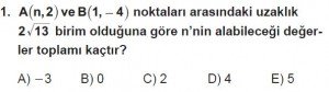 10. Sınıf Matematik kazanım Test 6 soru1
