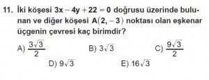 10. Sınıf Matematik kazanım Test 6 soru11