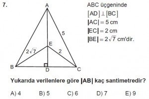 10. Sınıf Matematik kazanım Test 7 soru7