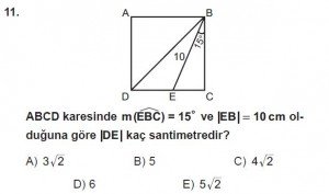 10. Sınıf Matematik kazanım Test 8 soru11