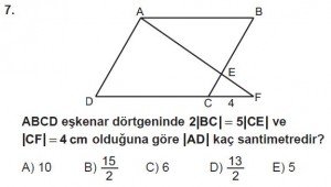 10. Sınıf Matematik kazanım Test 8 soru7