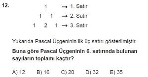 11. Sınıf Temel Matematik kazanım Test 1 soru12