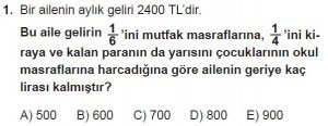 11. Sınıf Temel Matematik kazanım Test 3 soru1