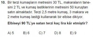 11. Sınıf Temel Matematik kazanım Test 3 soru10
