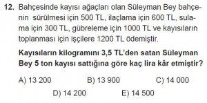 11. Sınıf Temel Matematik kazanım Test 3 soru12