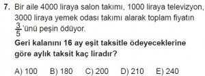 11. Sınıf Temel Matematik kazanım Test 3 soru7