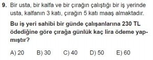 11. Sınıf Temel Matematik kazanım Test 3 soru9