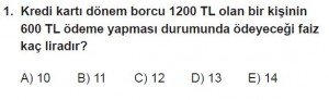 11. Sınıf Temel Matematik kazanım Test 4 soru1