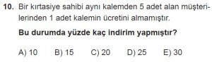 11. Sınıf Temel Matematik kazanım Test 4 soru10