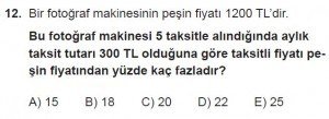 11. Sınıf Temel Matematik kazanım Test 4 soru12