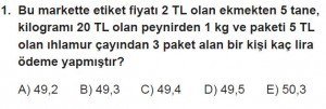 11. Sınıf Temel Matematik kazanım Test 5 soru1