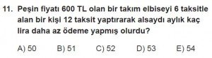 11. Sınıf Temel Matematik kazanım Test 5 soru11