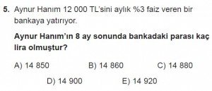 11. Sınıf Temel Matematik kazanım Test 5 soru5