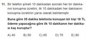 11. Sınıf Temel Matematik kazanım Test 6 soru11
